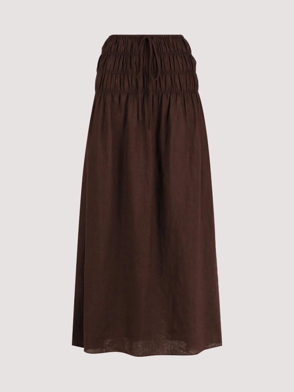 NWT DISSH Maia Cocoa Linen Shirred Skirt, US Size 12